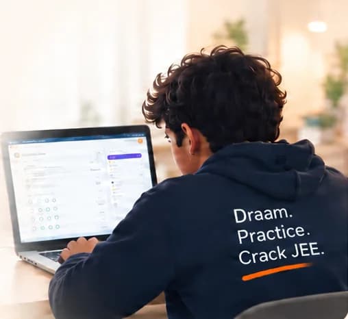 A student taking a JEE mock test on a laptop