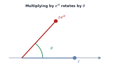 Rotation of a point by multiplying by e^{i theta}, the standard loci (circle, perpendicular bisector, ray, Apollonius circle), and geometry shortcuts