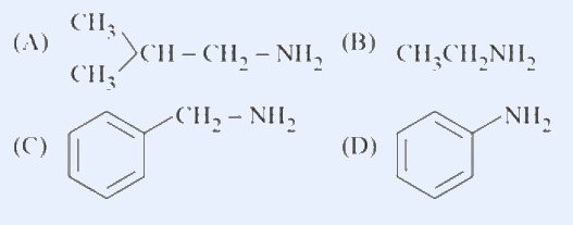 Four amine structures labelled A, B, C, D.