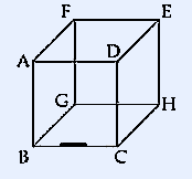 A cube ABCDEFGH with edge length 'a' showing a line charge of length a/2 placed at the center of edge BC