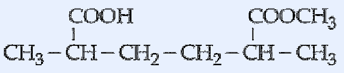 A compound with structure: CH3-CH(COOH)-CH2-CH2-CH(CH3)-COOCH3