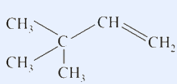 3,3-dimethylbut-1-ene: (CH3)3C-CH=CH2.