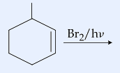 1-methylcyclohexene treated with Br2 / h-nu (light).