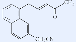 A six-membered carbon ring drawn as a cyclohexa-2,5-dien-1-one: a carbonyl C=O on the top ring carbon, two carbon-carbon double bonds within the ring, and a CH2CN group attached to the ring carbon opposite the carbonyl.